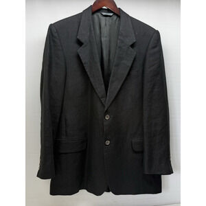 VTG Eddie Bauer Belgium Linen Blazer Mens 41 Reg Black Sport Coat Made In USA